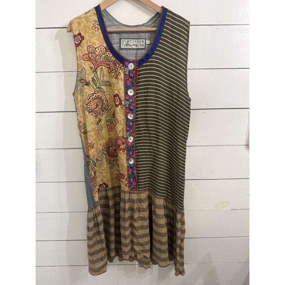 VTG Rare Nothing Matches Sleeveless Boho Floral‎ Dress 1 XL Hippie Festival